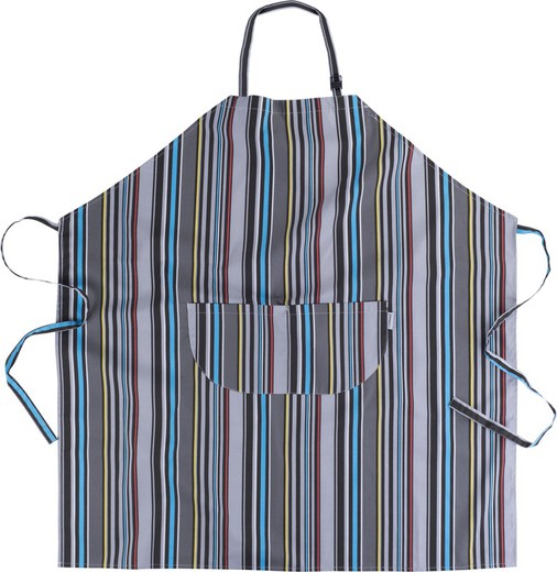 Apron with bib and bag, striped print 90x95 PRINTED