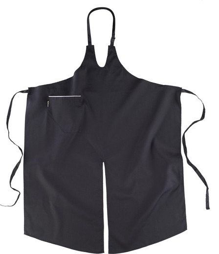 Apron with contrast pocket piping and front opening Black White