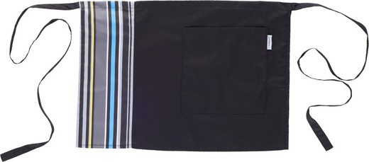 Grembiule bicolore con stampa a strisce e tasca 50x35 nera