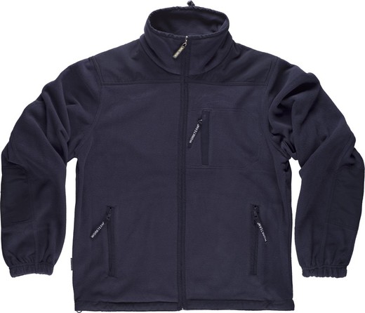 Fleece with zip closure and reinforcements on shoulders and elbows Navy