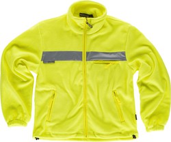 Fleece with zipper and reflective tapes AV Yellow