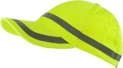 Adjustable cap in high visibility, horizontal reflective stripe design Yellow AV