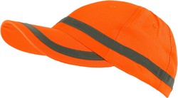 Adjustable cap in high visibility, horizontal reflective stripe design Orange AV