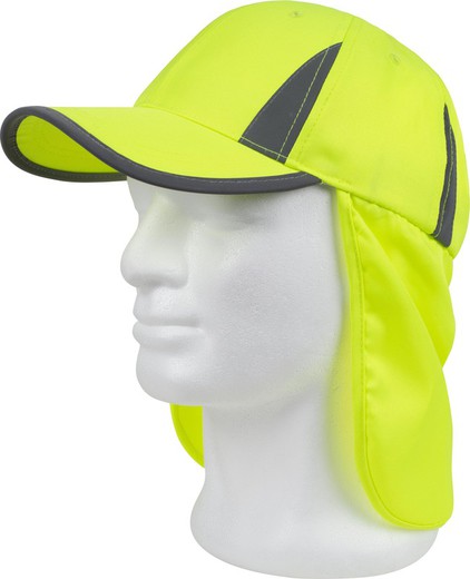 Casquette avec réglage arrière avec velcro Protège-cou Détails réfléchissants Jaune AV