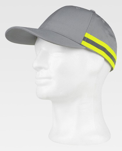 Gorra 80% Poliéster 20% Algodón Gris Claro / Amarillo