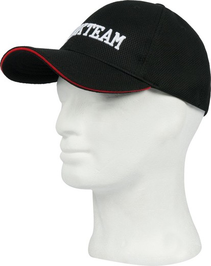 Cappellino con logo tridimensionale ricamato con regolazione elastica in visiera nera