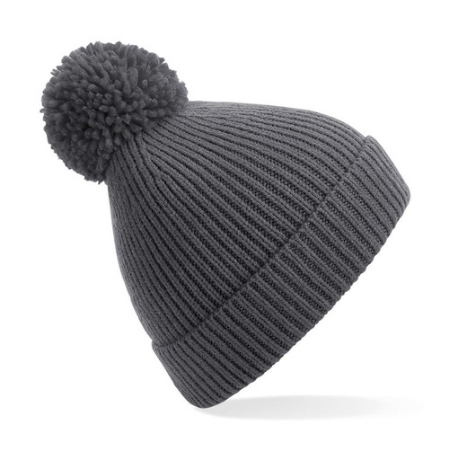 Ribbed hat with pompom