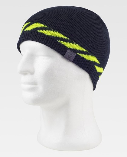 Gorro de color Marino+Amarillo fluor