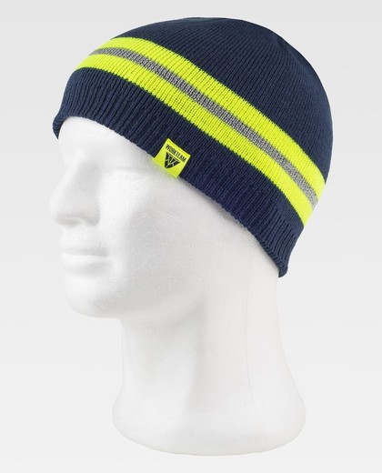 Gorro de color Marino+Amarillo fluor