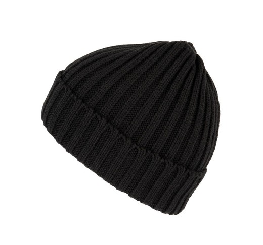 Gorro de punto canalé 2 x 1 con dobladillo