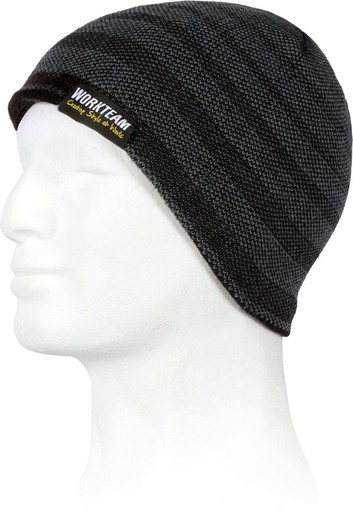 Cappello lavorato a maglia con strisce grigio nero