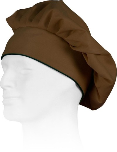 Plain kitchen hat with velcro and contrasting piping Brown