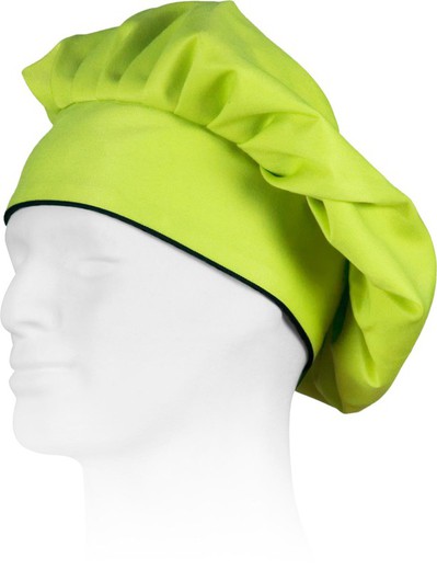 Plain kitchen hat with velcro and contrasting lime green