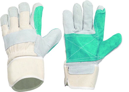 American suede glove, reinforcement on thumb palm and index Gray Green. PACK 12 und