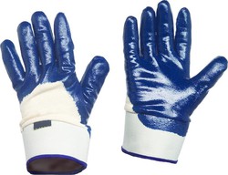 Blue nitrile coated cotton glove, Azulina safety cuff. PACK 12 und