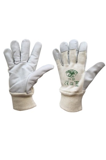 Guantes De Piel Con Puno De Punto 17W