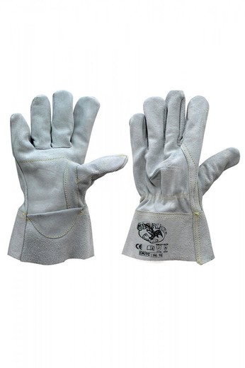 Guantes De Piel Insercion En Dedo, Hilo Kevlar Y Manguito De 7 Cm Ok/7c