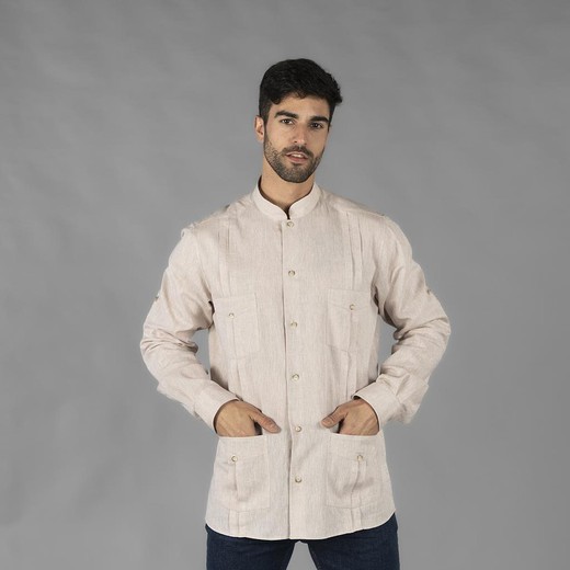 Guayabera Hombre Cuello Mao Borneo