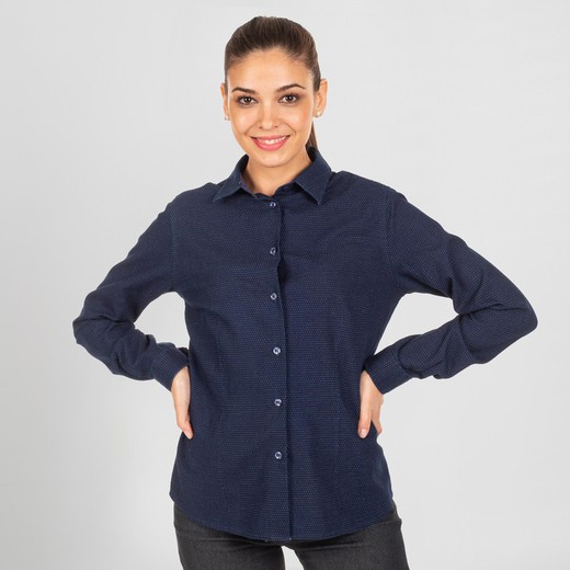 Camisa Mujer Fosca Indigo/Puntos