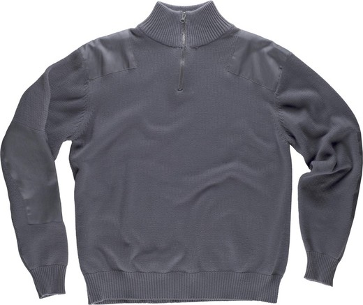 Half-zip sweater with shoulder and elbow reinforcements Gray