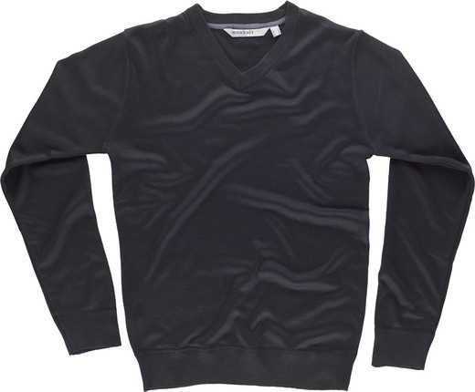 Fine knit sweater V-neckline Elasticated waist and cuffs Black
