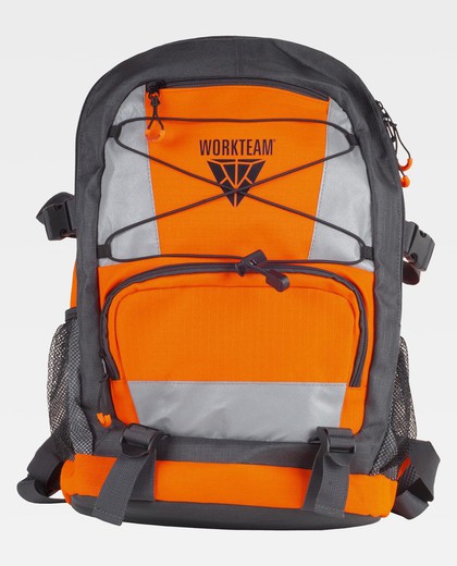 Mochila con tejido Ripstop combinada Naranja