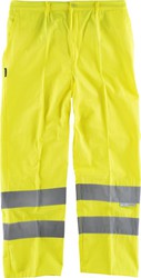 High visibility trousers with reflective tapes EN471 elastic waistband Yellow AV