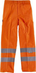 High visibility trousers with reflective tapes EN471 elastic waistband Orange AV