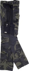 Camouflage-Hose kombiniert mit schwarzen Verstärkungen und Camouflage Grey Black mit mehreren Taschen