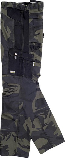 Pantalon camouflage combiné avec des renforts noirs et multi-poches Camouflage Gris Noir
