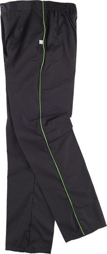 Pantalon avec taille élastique et braguette avec finitions contrastées Noir Vert pistache
