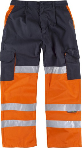 High visibility combination pants with reflective tapes EN471 Navy Orange AV