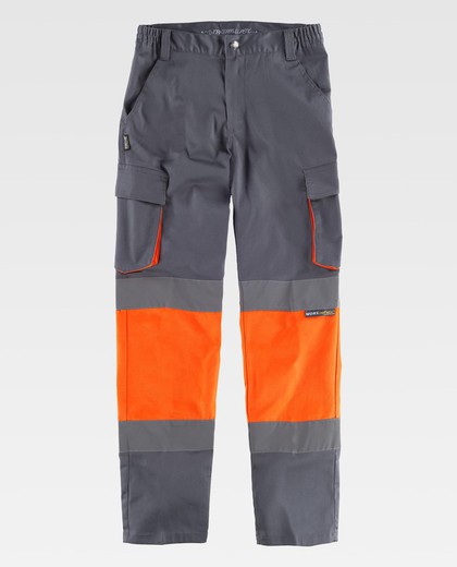 Pantalón combinado con alta visibilidad Gris / Naranja