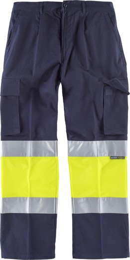 Calças combinadas com cintura elástica, bolsos múltiplos, 2 fitas AV Marino Yellow AV