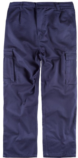Pantaloni con elastico in vita, multi tasche 100% cotone blu scuro