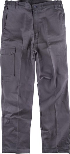 Pantaloni con elastico in vita e multi tasche 100% cotone grigio