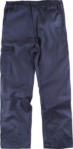 Hose mit elastischer Taille und mehreren Taschen aus 100% Navy Cotton