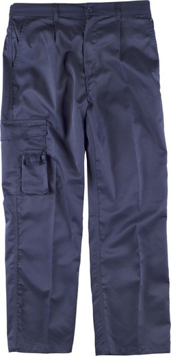 Pantalon avec élastique et multi-poches triple couture Marine