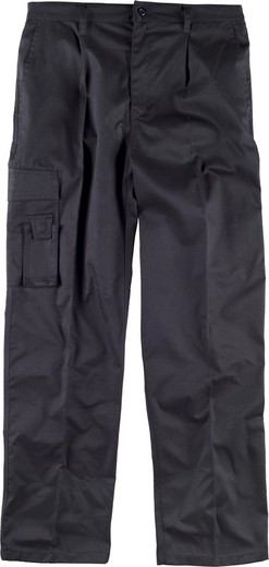 Pants with elastic and multi-pocket triple stitching Black