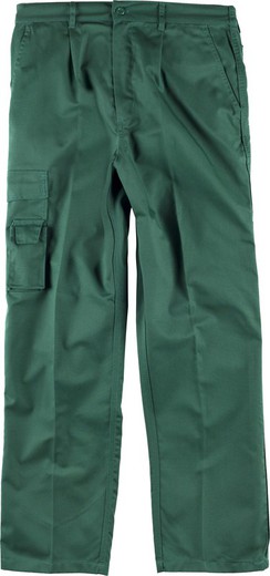 Pantalon avec élastique et multi-poches triple couture Vert foncé