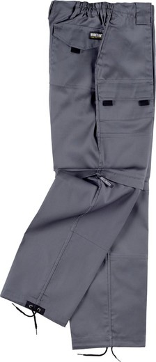 Pants with detachable legs, elastic waist and multi-pockets Gray