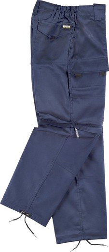 Pants with detachable legs, elastic waist and multi-pocket Navy