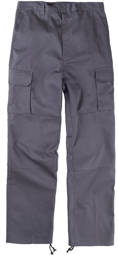 Pants with reinforcements on the bottom and knees, without elastic waist, multipockets Gray