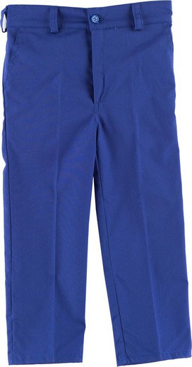 Calças de menino, cintura elástica, duas bolsas laterais inclinadas Azulina