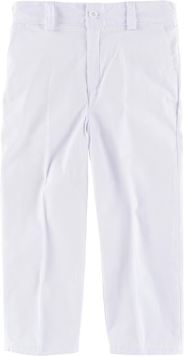 Pantalon garçon, taille élastique, deux sacs latéraux inclinés Blanc