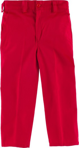 Boy's pants, elastic waist, two slanted side bags Red