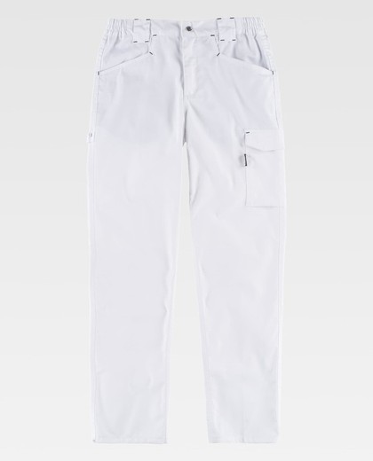 Pantalón de tejido elástico bidireccional por construcción. Blanco