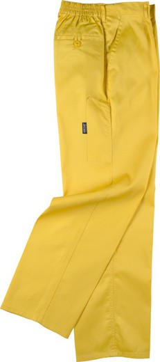 Calças elásticas com bolso com espátula Amarelo