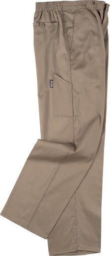 Pantaloni elastici in vita con tasca a spatola Beige