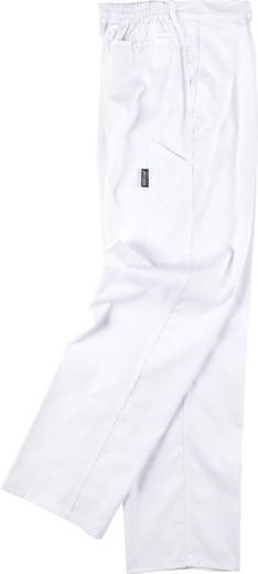 Elastic waist trousers with spatula pocket White